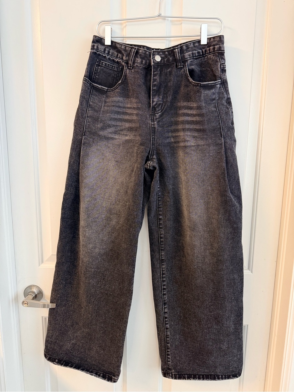 High-Rise Wide Leg Jeans in Washed Charcoal